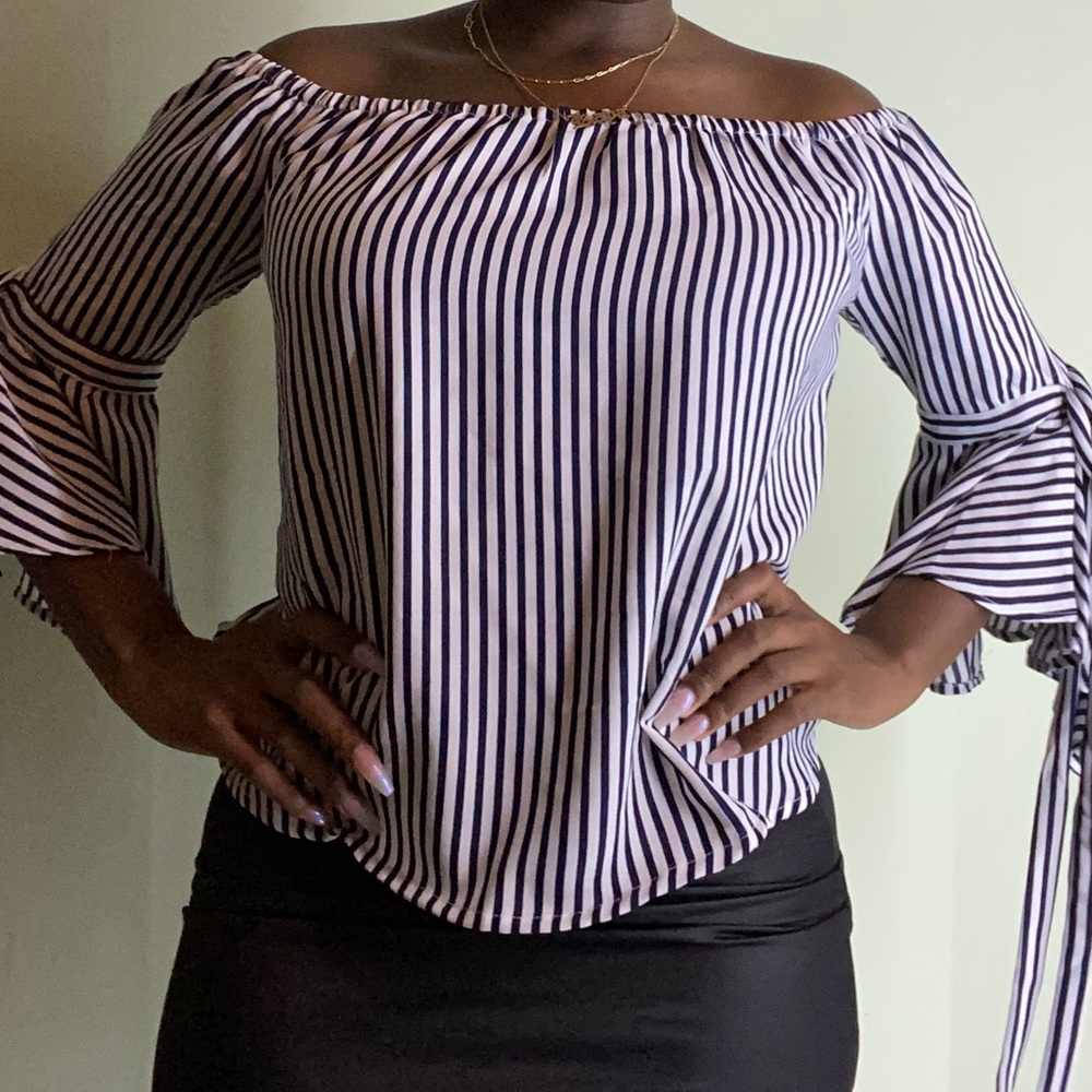 Striped off the shoulder blouse
